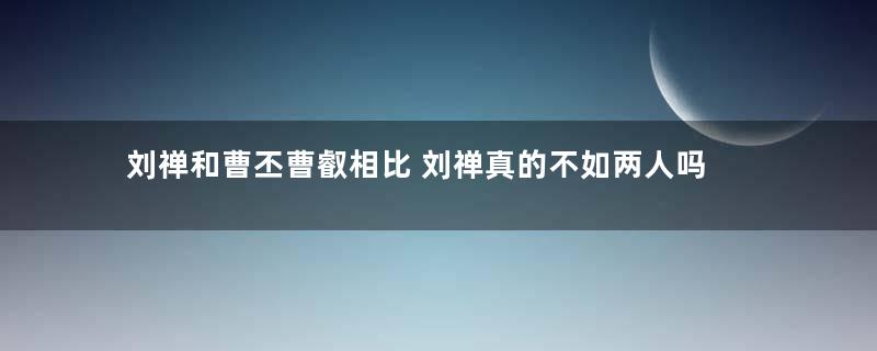 刘禅和曹丕曹叡相比 刘禅真的不如两人吗